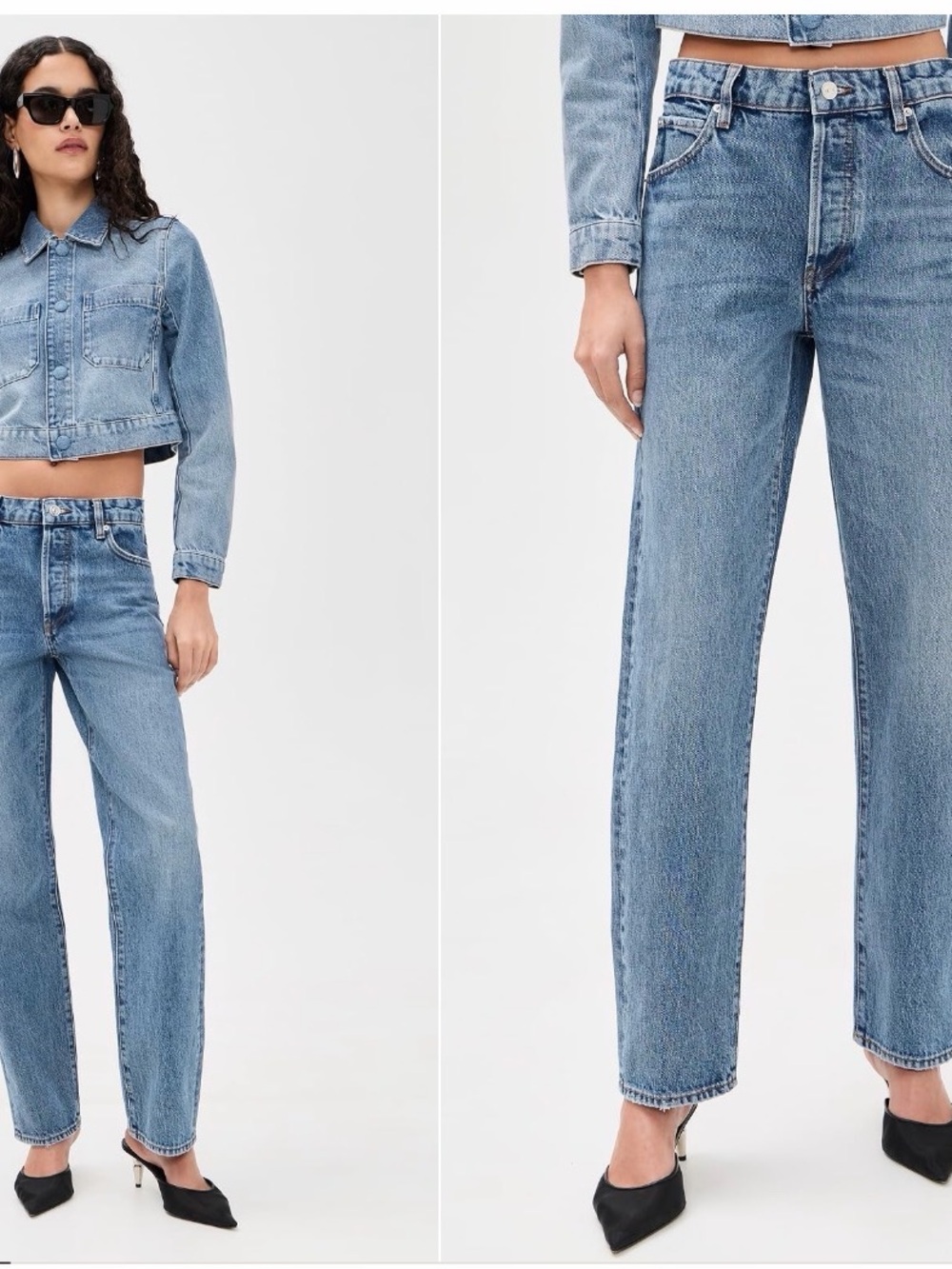 Frame Denim Cropped Straight-Leg Jeans in Medium Blue Wash